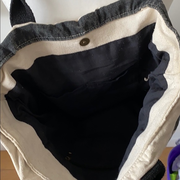 Canvas Tote Black & White Stripe Bag - Picture 3 of 6